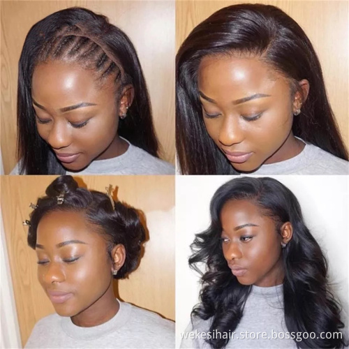 China Natural Color Long Swiss Lace Straight Hair Wig For Black Women 100% Raw Indian Human Hair Lace Front Wig